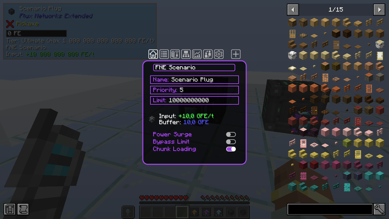 The GUI of an Ultimate Flux Plug moving 10G FE/t