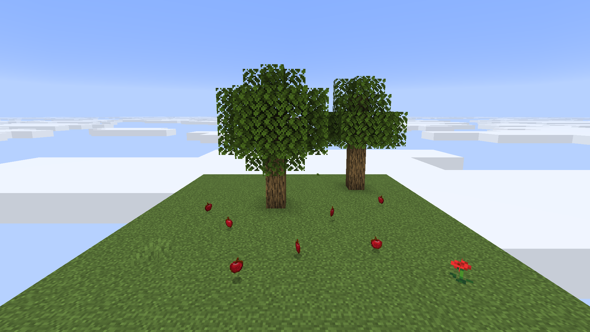 Apples dropping from different kinds of leaves